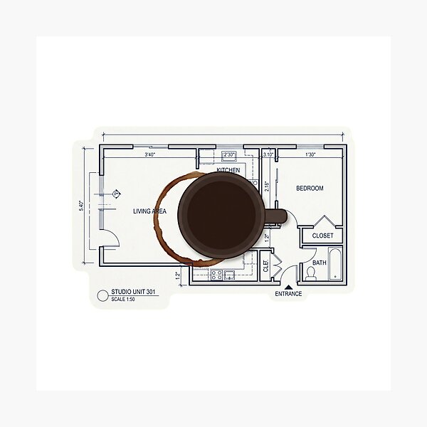 Item preview, Architecture Floor Plan Coffee Stain Studio Life designed and sold by AkDesign022.