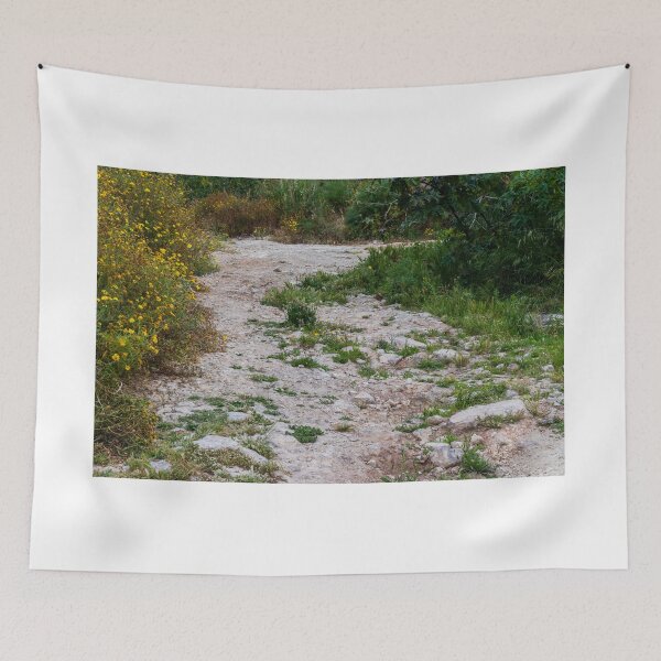 Item preview, Dirt Path Through Yellow Wildflowers and Rocky Ground Along a Quiet Countryside Trail designed and sold by Nmallia.