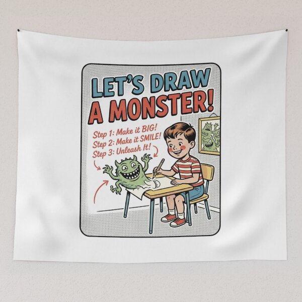 Item preview, Vintage Kitsch Children's Let's Draw A Monster Satire designed and sold by VelvetArchives.