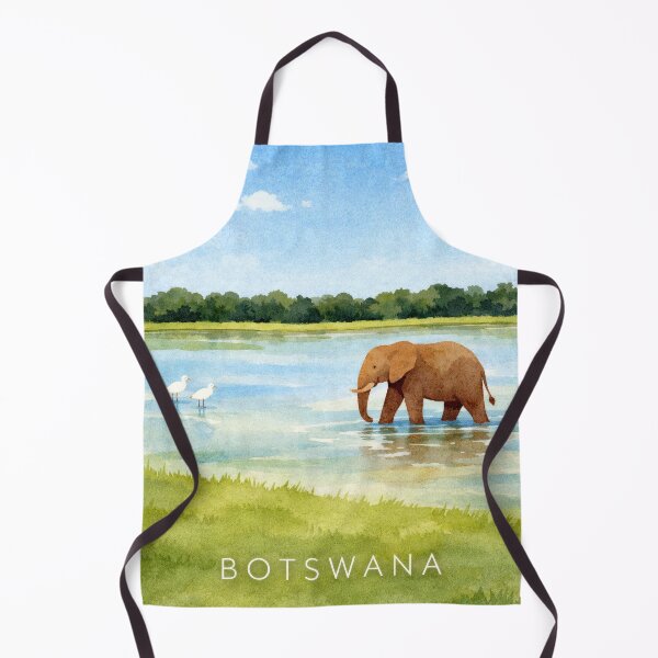 Item preview, Botswana Safari Poster | Elephant Water Landscape Illustration | African Wildlife Wall Art designed and sold by Witsprings.