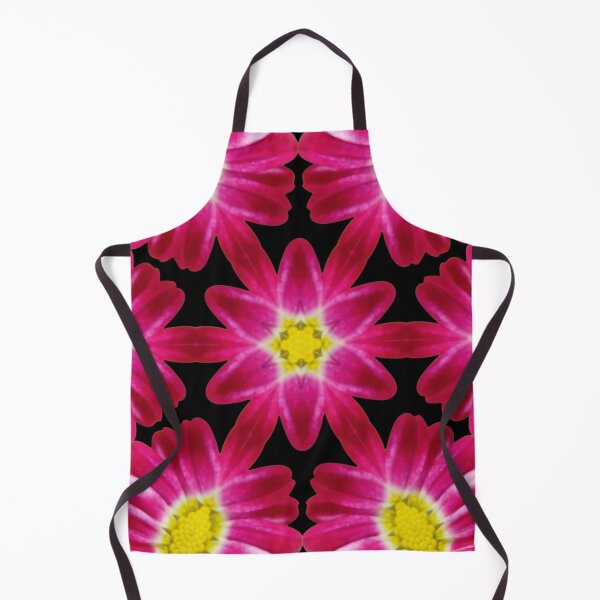 Aperçu de l'œuvre Pink Daisy Kaleidoscope on Black – Bold Floral Pattern créée et vendue par SilentBloomLab.
