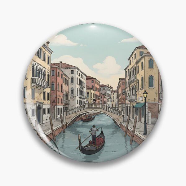 Item preview, Vintage Venice Italy Travel Stamp Sticker | Gondola Canal Illustration | Retro European City Art designed and sold by Bhaskar Digital Art.