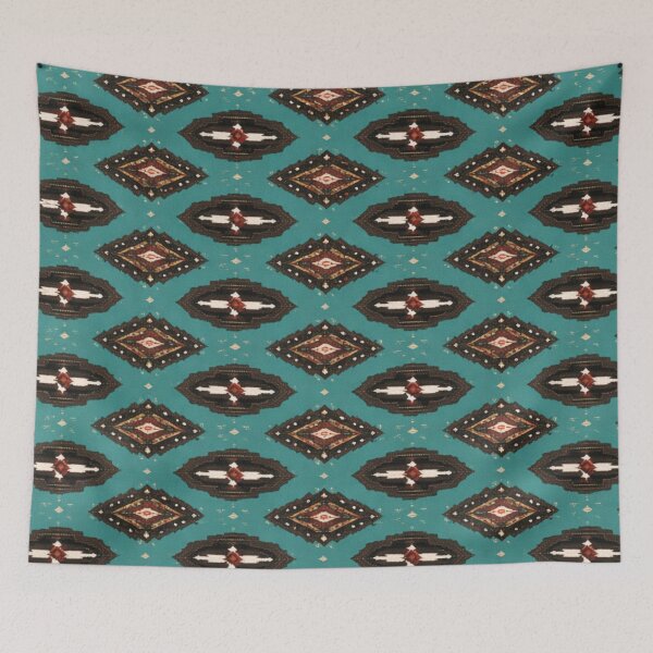 Item preview, Southwestern Turquoise Geometric Pattern - Desert Textile  designed and sold by Myra365Art.