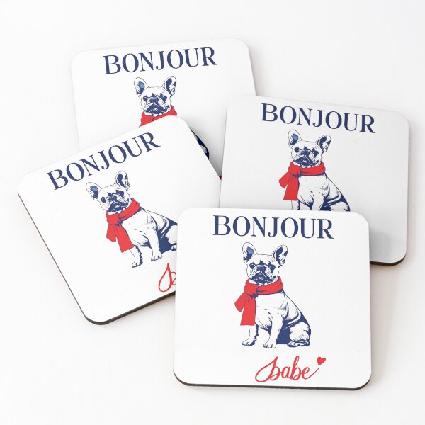 Item preview, Bonjour Babe French Bulldog Red Scarf Portrait designed and sold by ByLusya.