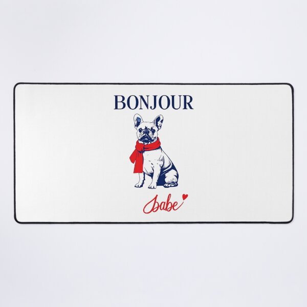 Item preview, Bonjour Babe French Bulldog Red Scarf Portrait designed and sold by ByLusya.
