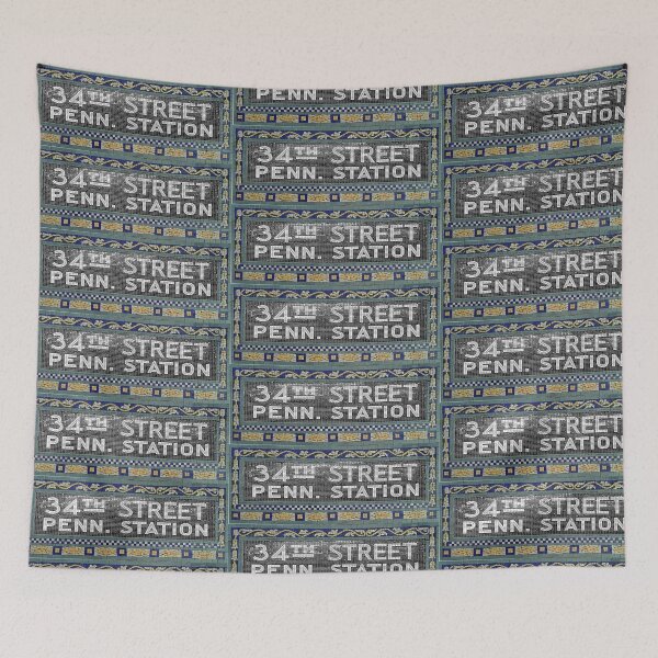 Item preview, 34th Street and Penn Station vintage tile sign designed and sold by PIXEL POP DESIGNS - Beyond the Norm!.