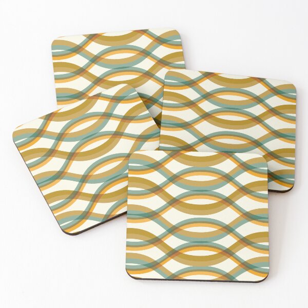 Item preview, Mid Century Modern Geometric Waves - Teal and Mustard designed and sold by JMgraphic.