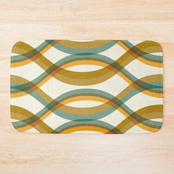 Item preview, Mid Century Modern Geometric Waves - Teal and Mustard designed and sold by JMgraphic.