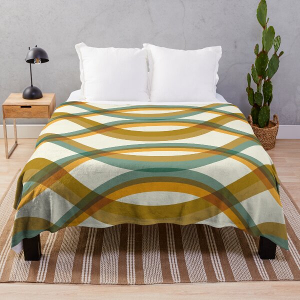Item preview, Mid Century Modern Geometric Waves - Teal and Mustard designed and sold by JMgraphic.