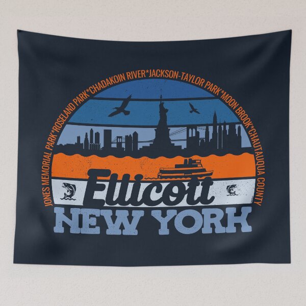 Item preview, Ellicott New York Sunset Retro Vintage Local Pride Logo designed and sold by CRHPOD20.