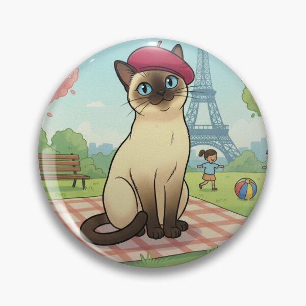 Item preview, Siamese Cat Scenic Picnic Near the Eiffel Tower designed and sold by ActOnyx Designs.