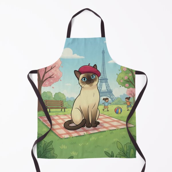 Item preview, Siamese Cat Scenic Picnic Near the Eiffel Tower designed and sold by ActOnyx Designs.