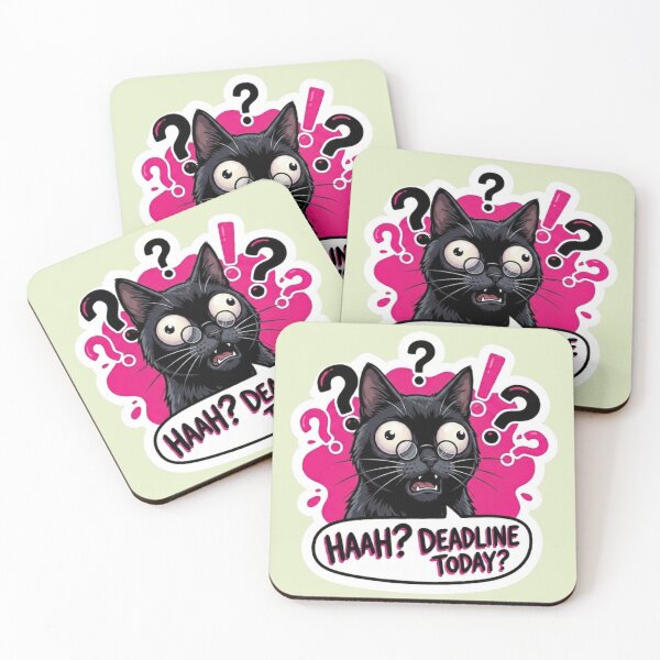 Item preview, Funny Confused Black Cat Meme - Cute Work Stress Humor designed and sold by RealCuties.