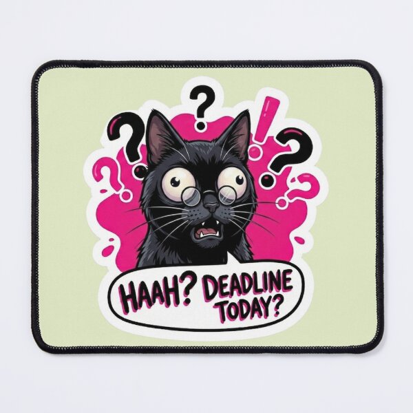 Item preview, Funny Confused Black Cat Meme - Cute Work Stress Humor designed and sold by RealCuties.