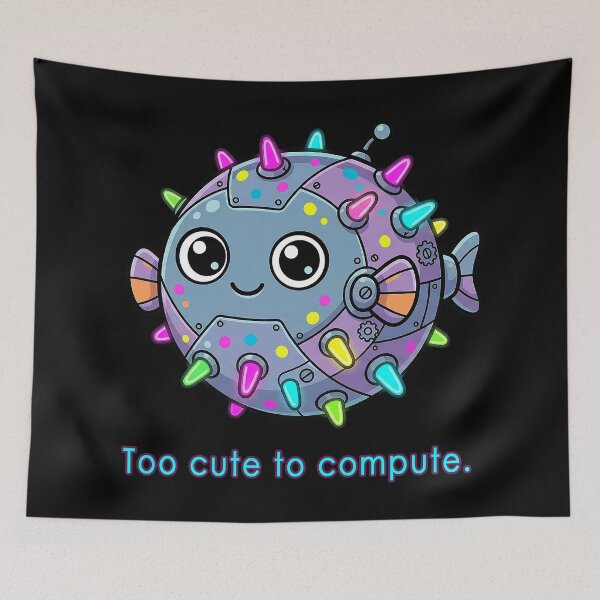 Item preview, Neon Robo Pufferfish – Playful Cyber Sea Friend designed and sold by Herzbaumatelier.