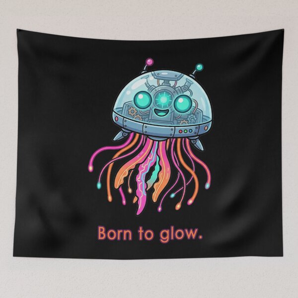 Item preview, Neon Robo Jelly – Glowing Cyber Jellyfish designed and sold by Herzbaumatelier.