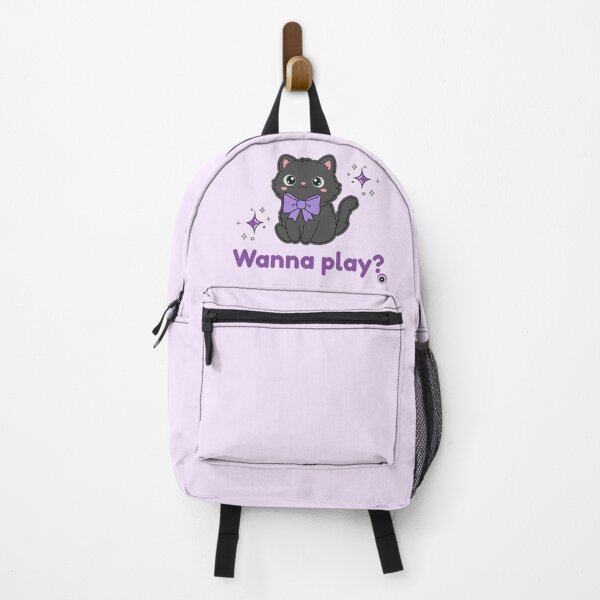 Item preview, Wanna Play? - Cute Kawaii Black Kitten with Purple Bow designed and sold by Rehnair.