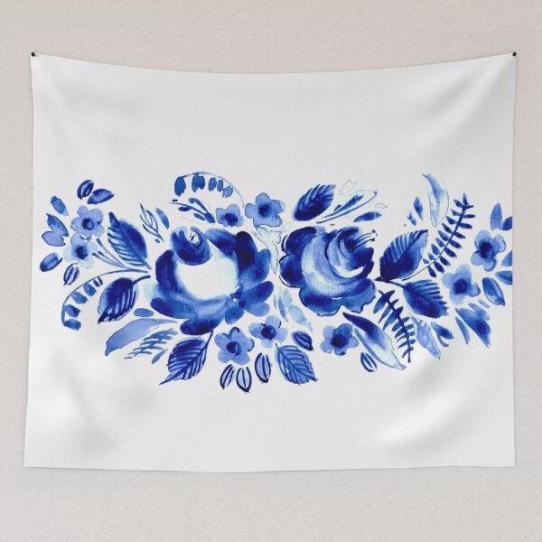 Item preview, Blue floral decor designed and sold by bokasin.