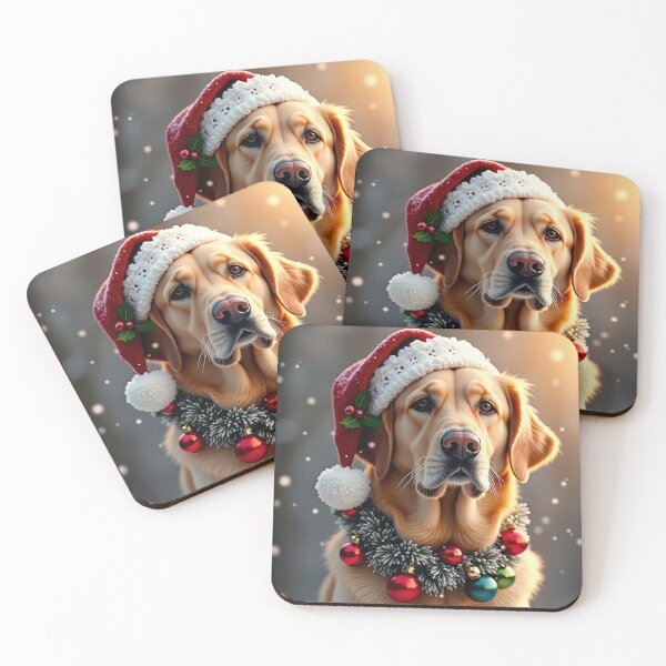 Item preview, Golden Retriever Santa Hat Christmas Print designed and sold by mittie101.