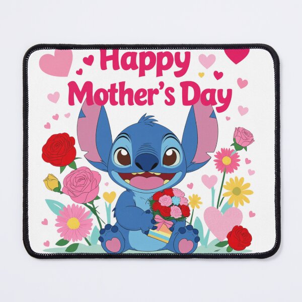Item preview, Happy Mother's Day, cute Stitch with flowers and hearts designed and sold by nicnacc.