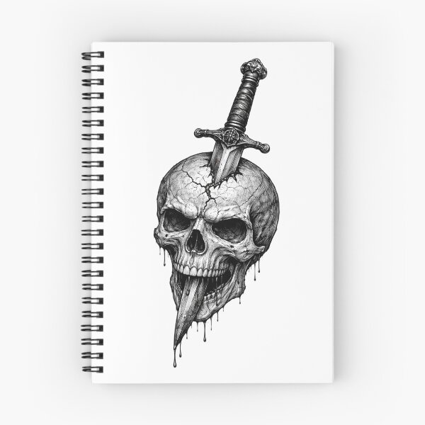 Item preview, Skull with Dagger – Dark Pencil Sketch Illustration designed and sold by Mac Sketches.