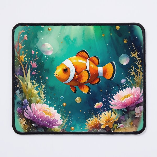 Item preview, Magical watercolor clownfish underwater garden ocean art print designed and sold by icemanphotos.