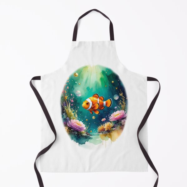 Item preview, Magical watercolor clownfish underwater garden ocean art print designed and sold by icemanphotos.