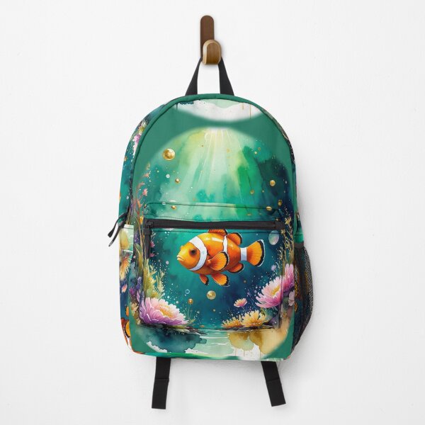 Item preview, Magical watercolor clownfish underwater garden ocean art print designed and sold by icemanphotos.