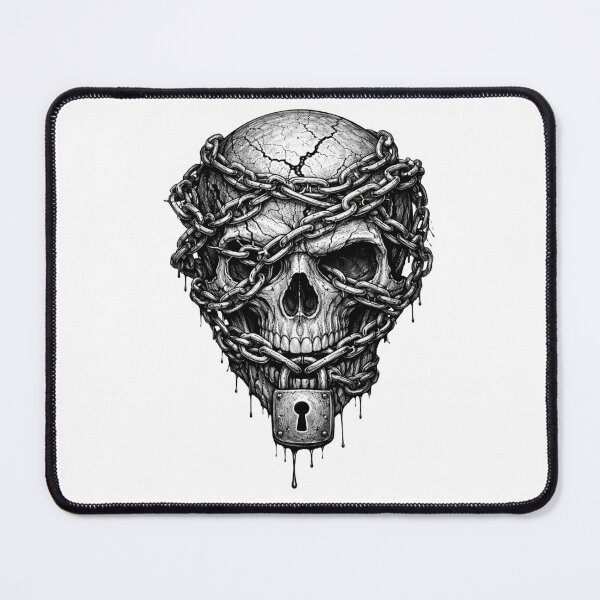 Item preview, Skull with Chains – Dark Pencil Sketch Illustration designed and sold by Mac Sketches.