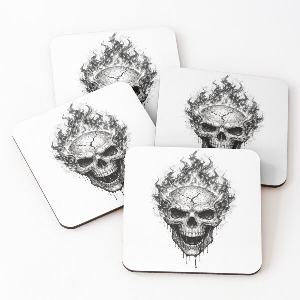 Item preview, Burning Skull – Dark Pencil Sketch Illustration designed and sold by Mac Sketches.
