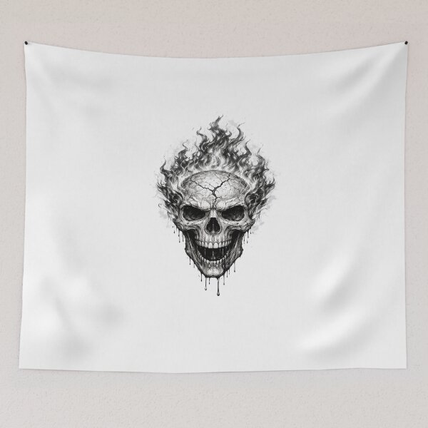 Item preview, Burning Skull – Dark Pencil Sketch Illustration designed and sold by Mac Sketches.