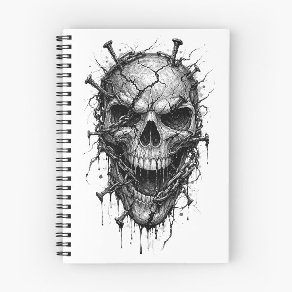 Item preview, Skull with Nails – Dark Pencil Sketch Illustration designed and sold by Mac Sketches.