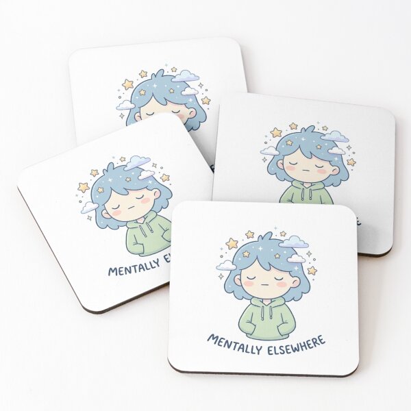 Item preview, Funny Minimalist Sticker “Mentally Elsewhere" | Cute Aesthetic Humor designed and sold by Studioyasmin.