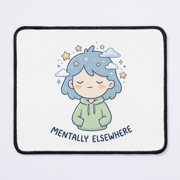 Item preview, Funny Minimalist Sticker “Mentally Elsewhere" | Cute Aesthetic Humor designed and sold by Studioyasmin.