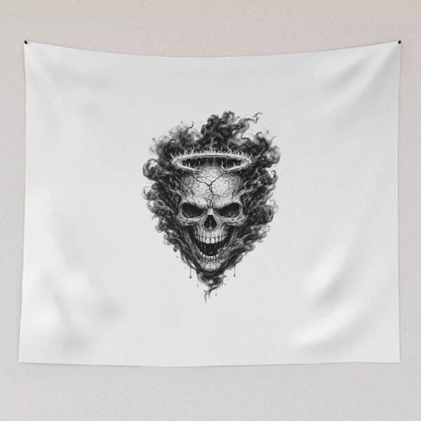 Item preview, Skull with Dark Smoke – Dark Pencil Sketch Illustration designed and sold by Mac Sketches.