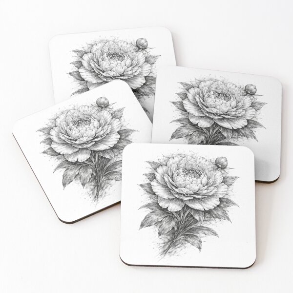 Item preview, Peony Flower Sketch – hand drawn pencil illustration designed and sold by Mac Sketches.
