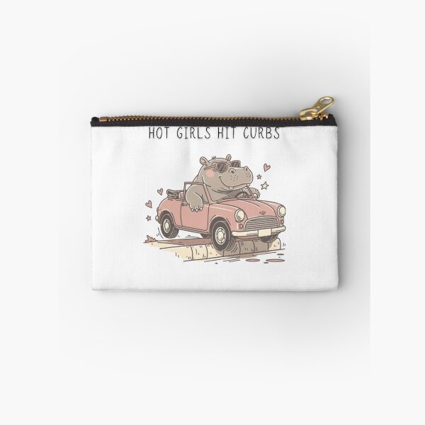 Item preview, Hot Girls Hit Curbs Funny Hippo Driving T-Shirt Chaotic Little Creatures - Digital Art designed and sold by Panom Suavichien.