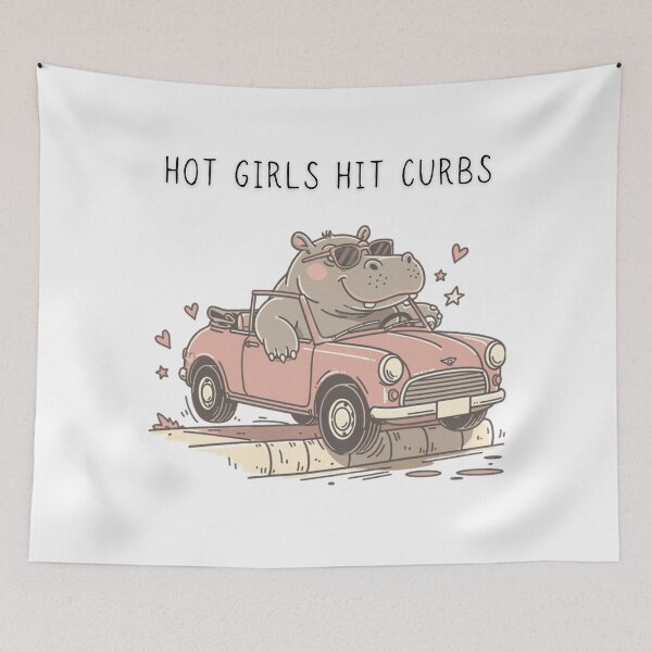 Item preview, Hot Girls Hit Curbs Funny Hippo Driving T-Shirt Chaotic Little Creatures - Digital Art designed and sold by Panom Suavichien.