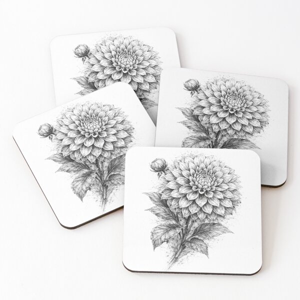 Item preview, Dahlia Flower Sketch – hand drawn pencil illustration designed and sold by Mac Sketches.