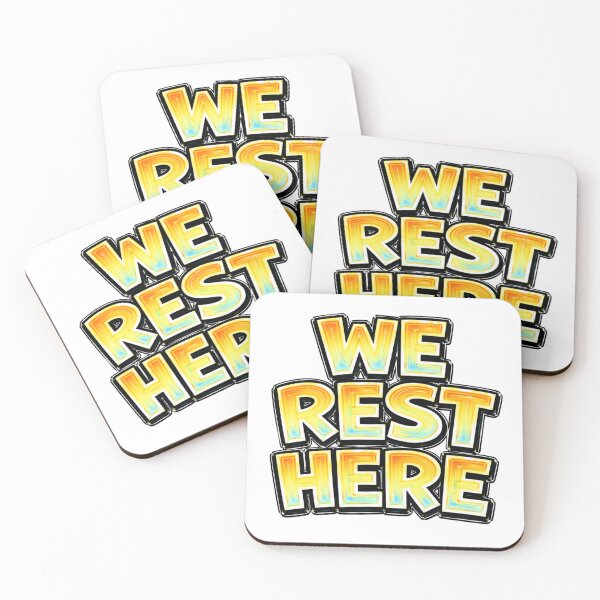 Item preview, WE REST HERE – hand drawn childlike typography designed and sold by Mac Sketches.