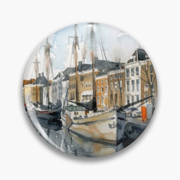 Item preview, Groningen Canal Watercolor designed and sold by caracatita75.