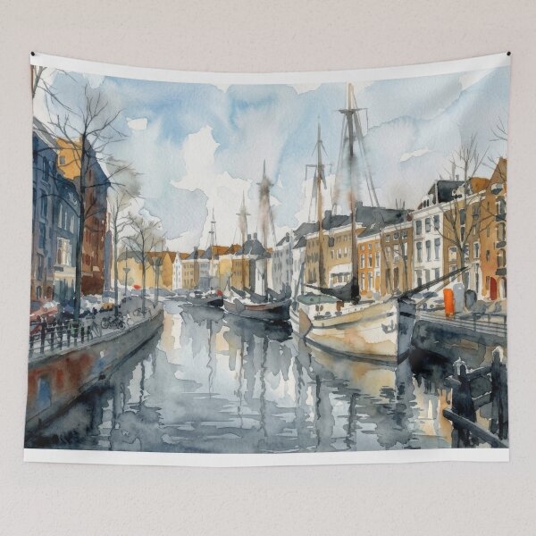 Item preview, Groningen Canal Watercolor designed and sold by caracatita75.