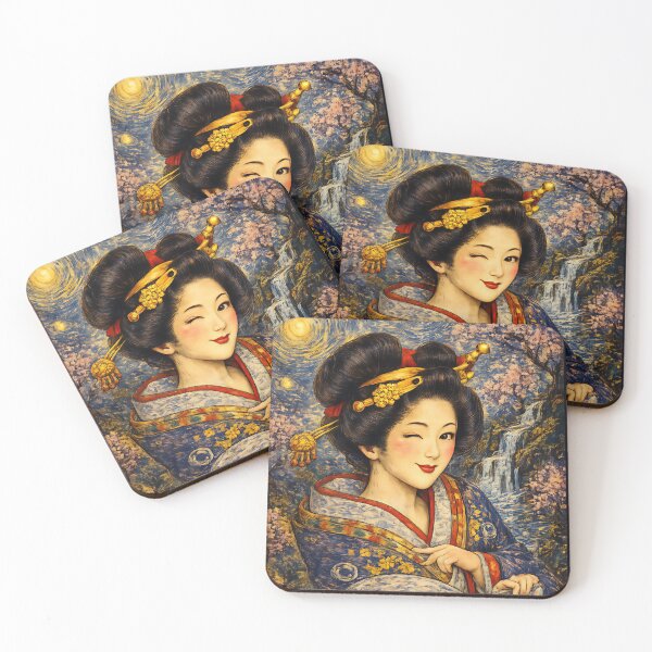 Item preview, Winking Oiran – Van Gogh Oil Style designed and sold by ryokeyJapan.