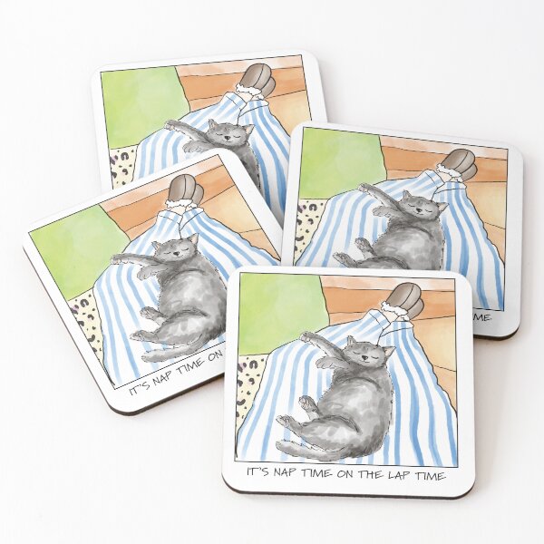 Item preview, Cosy Cat Napping on a Lap – Watercolour Art designed and sold by The Stoddy Crew.