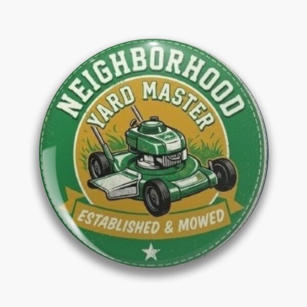 Item preview, Neighborhood Yard Master - Vintage Lawn Care Badge designed and sold by Blaze & Trail Creative.