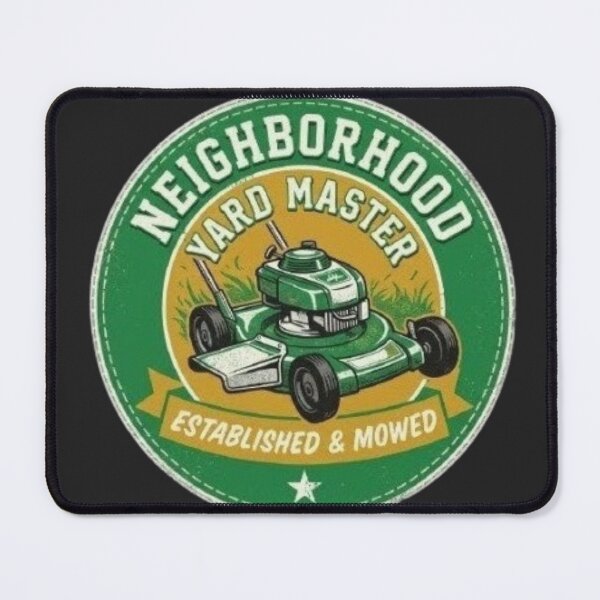 Item preview, Neighborhood Yard Master - Vintage Lawn Care Badge designed and sold by Blaze & Trail Creative.