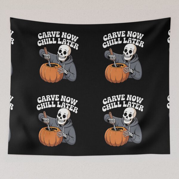 Item preview, Carve Now Chill Later Skeleton Pumpkin Carving – Funny Halloween T-Shirt designed and sold by Raw Tigers.