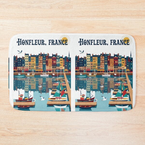 Item preview, Honfleur France Travel Poster | Vieux Bassin Harbor & Colorful Houses Illustration | Normandy Wall Art designed and sold by Witsprings.