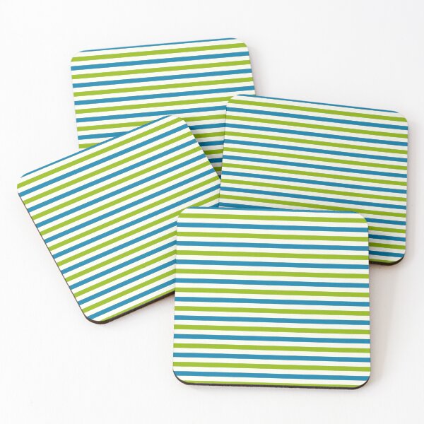 Item preview, Apple green, cleadon blue & ivory horizontal lines designed and sold by Mint + Midnight.
