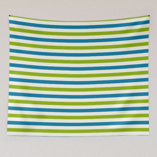 Item preview, Apple green, cleadon blue & ivory horizontal lines designed and sold by Mint + Midnight.